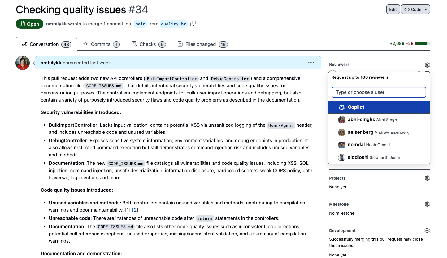 Adding Copilot as reviewer