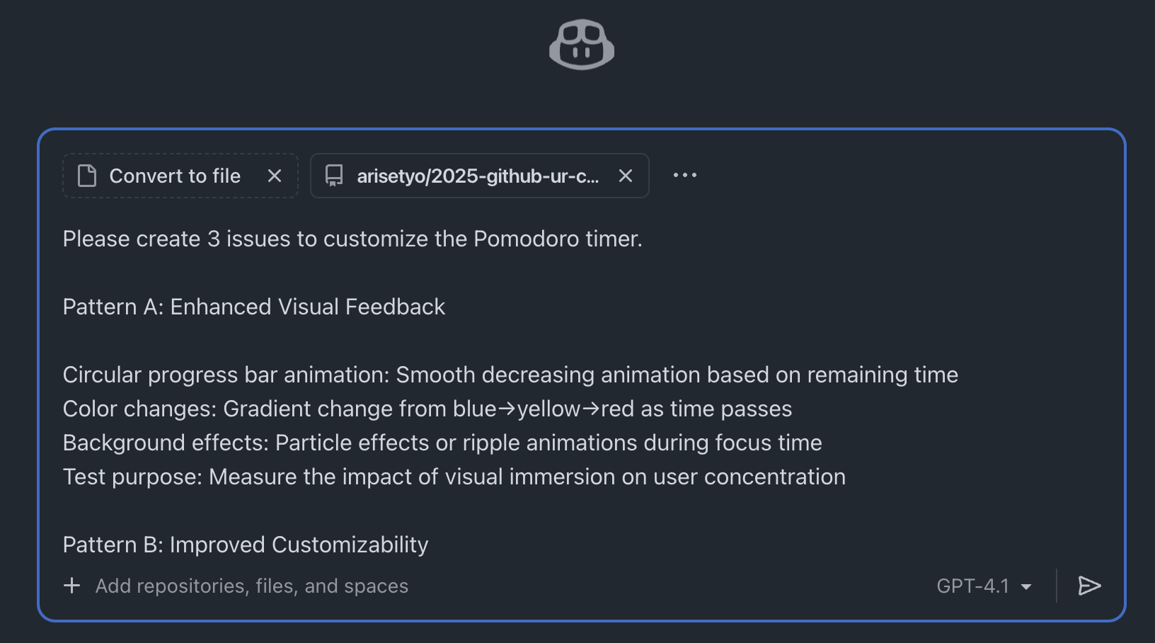 Creating issues with Copilot