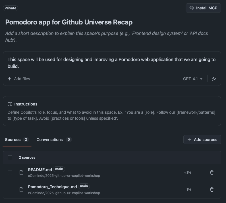 Attaching files to Copilot Space